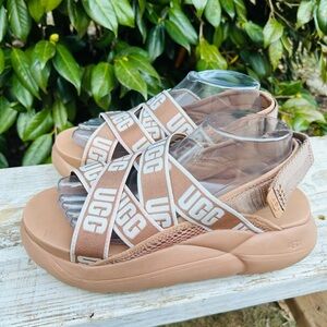 UGG Beige Strappy Platform Sandals